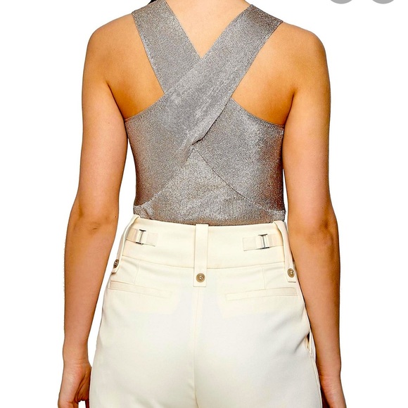 Reiss Imogen Metallic Halter Top - Picture 1 of 8